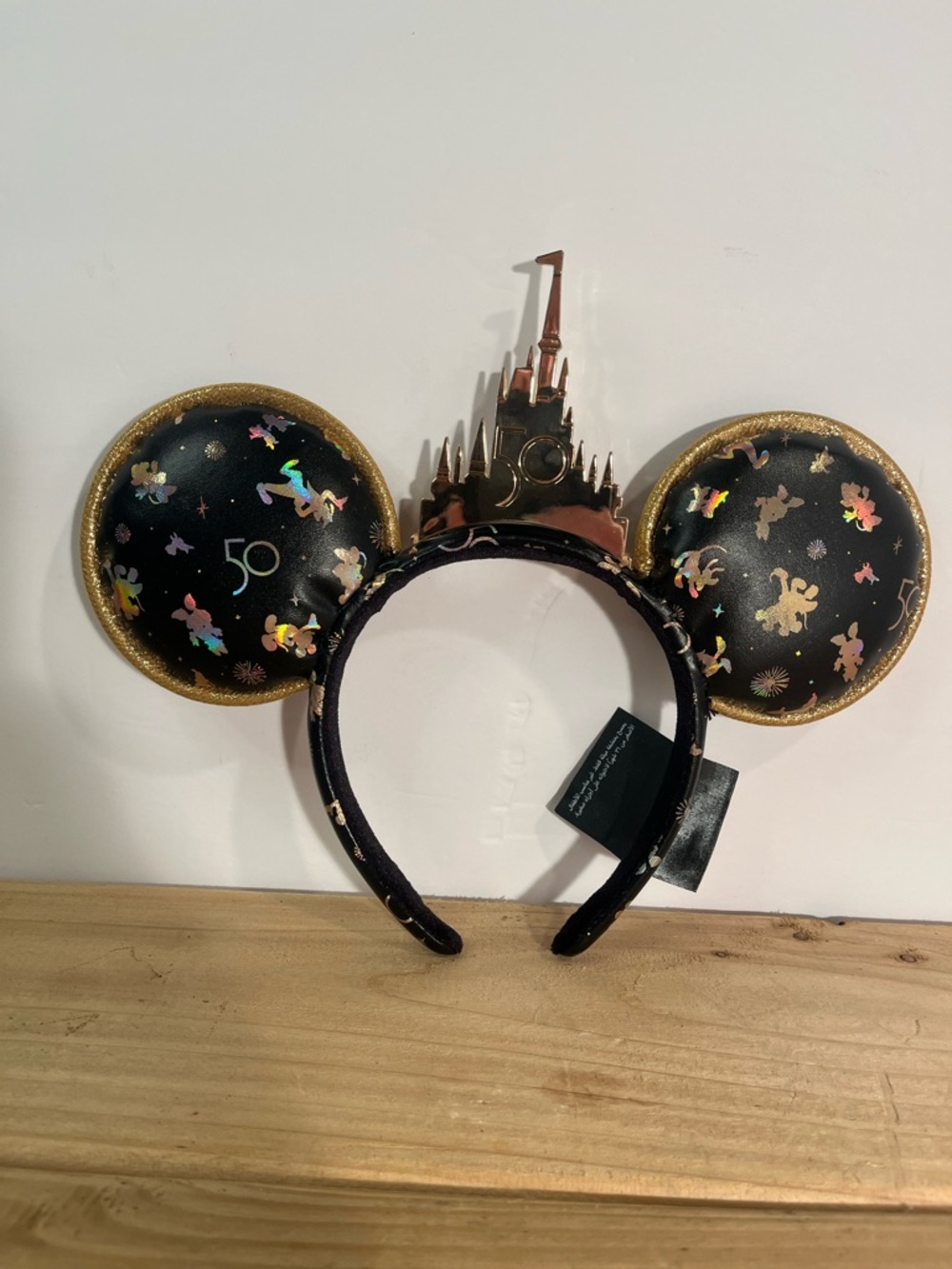 Disney World 50th Anniversary Gold Castle Grand Finale Minnie Headband Ears